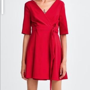 Zara Red mid sleeve short dress